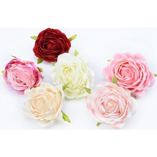 100pcs 9cm Artificial flowers cheap christmas wreath decor for home wedding car bridal accessories clearance diy gifts silk rose