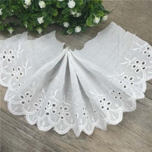 15Yards Cotton Cloth Embroidery Lace Trim 10cm Wide White Accessories Dress Curtain DIY Material Laces Fabric New