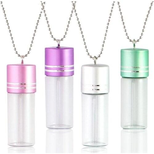 2PCS 35x15/40x15MM Wish Bottles Necklace Fairy Dust Bottles Lovely mini glass bottles pendant necklace DIY Handmade Jewelry