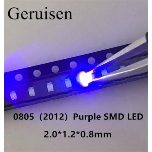 200PCS/LOT SMD SMT UV/Purple 0805 Super bright LED lamp light 2.0*1.2*0.8mm 390-410nm smd 0805 led 0805 uv 0805 purple