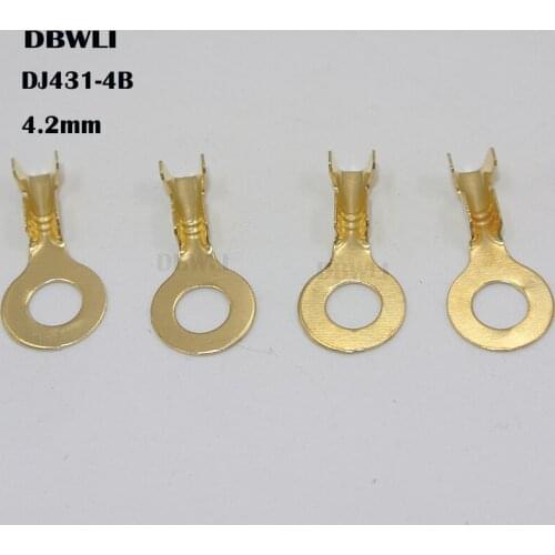 2000pcs DJ431 DJ431-4B 4.2mm Dia M4 Copper Circular Splice Terminal Wire Naked Connector For 0.75-1.5mm2 Wire