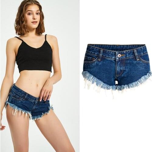 2020 New Summer Womens Shorts Tassel Sexy Super Denim Shorts For Women Low Waists Hot Shorts Jeans Shorts Female Blue Plus Size