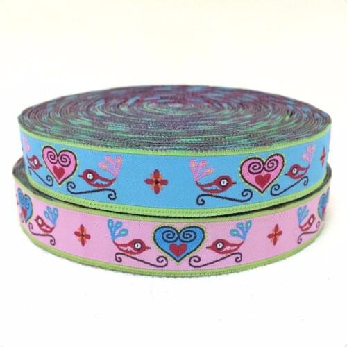 5/8"16mmX10yards Zakka handmade accessories ribbon Jacquard Ribbon laciness vintage love bird KTZD15102219