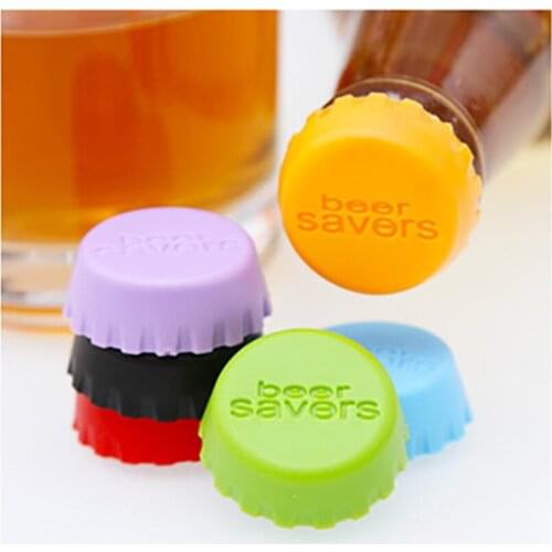 6pcs/lot Mix-colored Silicone Beer Bottle Cap 2.8cm Wine Stopper Vinegar Soy Corktail Lid Bottle Cover Good Seal Kitchen Gadgets
