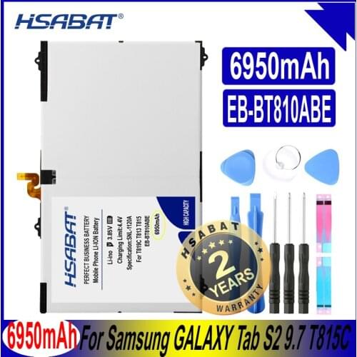 HSABAT EB-BT810ABE /ABA 6950mAh Battery for Samsung GALAXY Tab S2 9.7 T815C SM-T815 T815 SM-T810 SM-T817A S2 T813 T819C Batterie