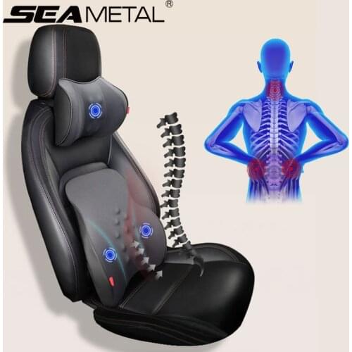 Car Massage Pillow Interior Massage Lumbar Auto Headrest Pillows Waist Cushion Universal Neck Head Back Protector Pillow Cushion