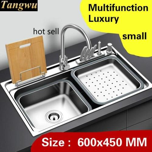 Free shipping Apartment luxury kitchen single trough sink high quality do the dishes 304 stainless steel hot sell small 60x45 CM