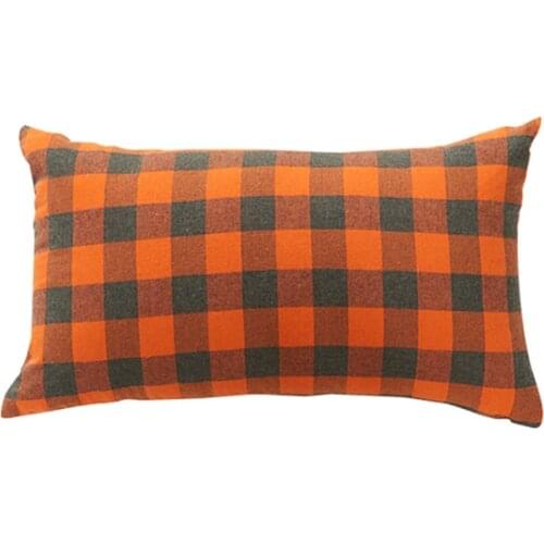 New plaid orange home sofa cushion covers 30*50 40*40 45*45 50*50 60*60cm without inner kussenhoes cotton pillow covers X200