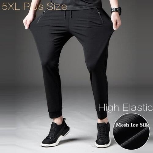 5XL High Elastic Ice Silk Quick Dry Outdoor Hiking Sports Pants Men Women Summer Thin Mesh Breathable Loose Trousers Large Size