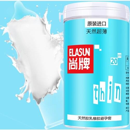 ELASUN 20 PCS Natural Thin oil Lubrication Type Bottled Condoms Natural Latex Rubber Penis Condom sex toys for Men for couples
