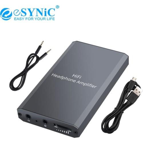 ESYNiC 16-300Ω Mini HiFi Headphone Amplifier 3.5mm AUX Portable Earphone Amplifier With Two-Stage Gain Switch For Mobile Phones