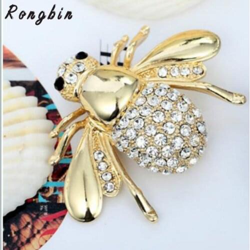 Hot New Exquisite Fashion Rhinestone Animal Brooch Lovely Alloy Bee Brooches For Women Fine Jewelry Animal Little Bee Brooches