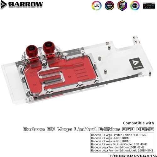 BARROW Full Cover Graphics Card Block use for AMD Radeon RX VEGA 64 / Public Version VEGA 56 Frontier GPU Radiator Copper Block