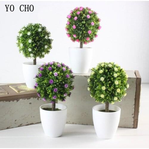 Indoor Artificial Plants With Pot Wedding Home Decoration Flower Ball Bonsai Green Plant Fake Grass Ball Outdoor Home Xmas Decor
