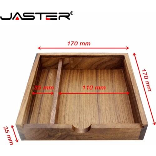 JASTER 1PCS FREE LOGO walnut Photo Unique Album Wood usb+Box Memory stick Pendrive 8GB Photography Wedding Studio 170*170*35mm