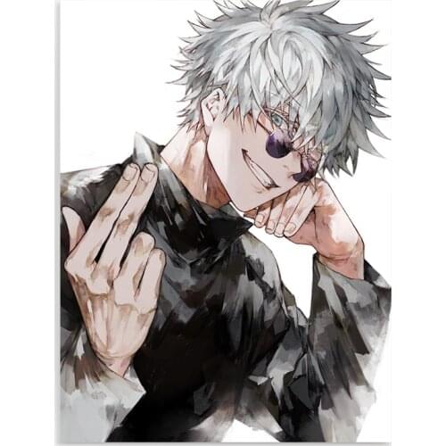 HD Printed Anime Jujutsu Kaisen Canvas Painting Wall Art Gojo Satoru Poster Home Decoration Living Room Modular Pictures Framed