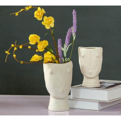 Ceramic Plant Pots Abstract Face Art Vases Ceramic Flower Pots for Home Balcony Decoration GQ