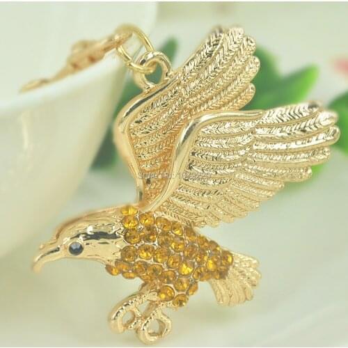 Eagle Animal Keyring Fashion Jewelley For Women Creative Cute Rhinestone Crystal Charm Pendant Key Bag Chain Christmas Gift