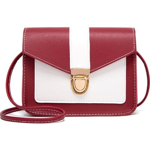 Contrast color Leather Crossbody Bags For Women 2020 Travel Handbag Fashion Simple Shoulder Simple Bag Ladies Cross Body Bag