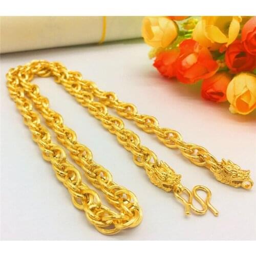 FASHION KOREAN GOLD 14K NECKLACE YELLOW GOLD CHAIN LINEN FLOWER MENS NECKLACE FOR WEDDING ENGAGEMENT ANNIVERSARY JEWELRY GIFTS