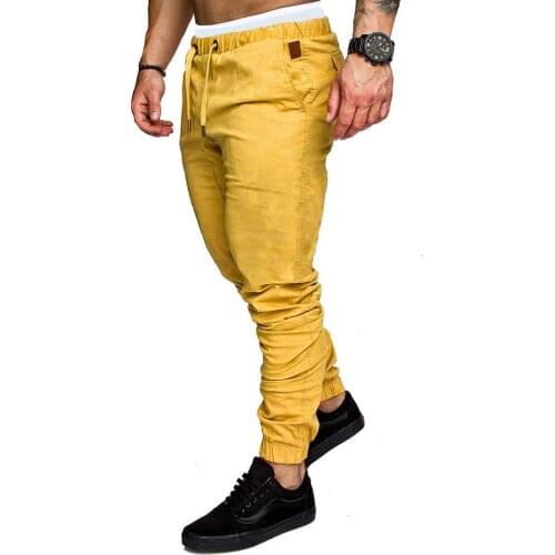 Fashion mens sweatpants joggers solid color casual lace-up elastic sports pants streetwear tracksuit men jogger Free shipping