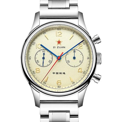 40mm RED STAR Watches Pilots Men Chronograph Arcylic 1963 Seagull ST1901 Movement Sapphire 38mm Luminous Wristwatches Military