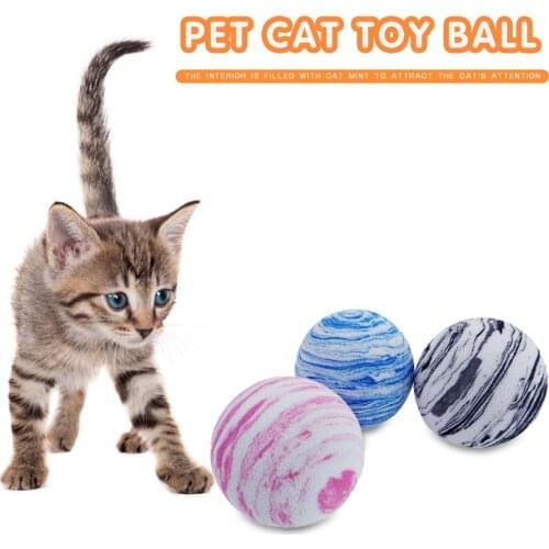 EVA Interactive Pet Playing Chewing Toys Set Interactive Pet Playing Cat Galaxy Stripe Kitten Training Ball Funny Molar