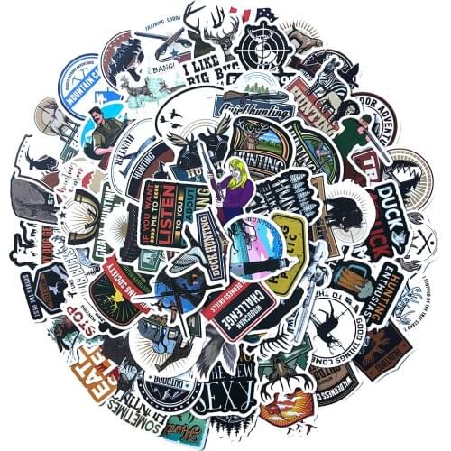 100Pcs Hunter Hunting Adventure Decal Outdoor Hunting Stickers for Scrapbooking Album Luggage Laptop Phone Notebook Sticker