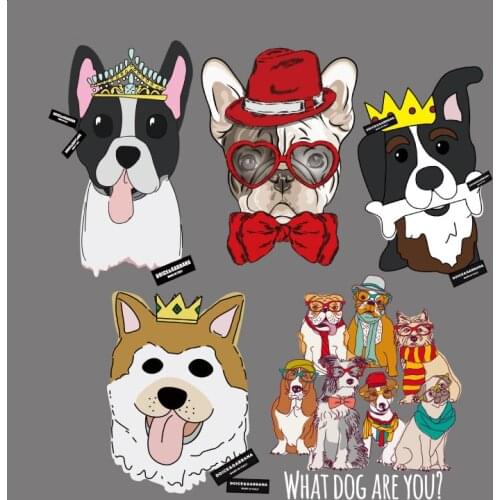 Animal Patches Iron on Transfer Patches for Clothing Cartoon Dog Badges Heat Transfers Stickers on Clothes for T-shirt Appliques