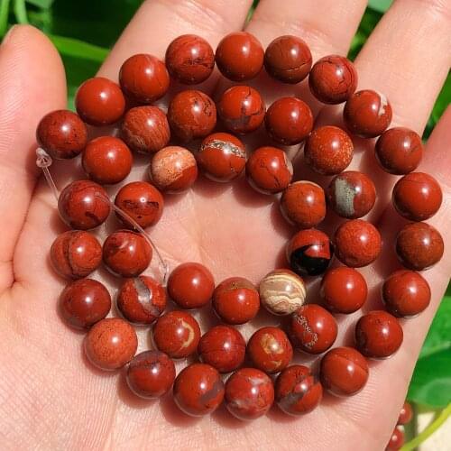 Natural Stone Dark Red Jaspers Smooth Round Loose Spacer Beads for Jewelry Making Diy Bracelet Earring 15" Inch 4/6/8/10MM