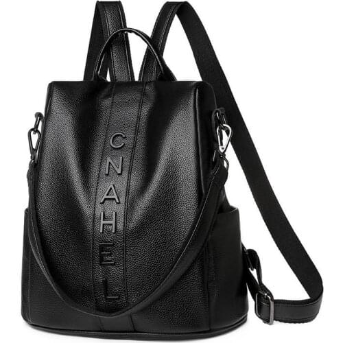 2021 new womens backpack fashion all-match large capacity soft leather anti-theft travel bag casual INS all-match backpack
