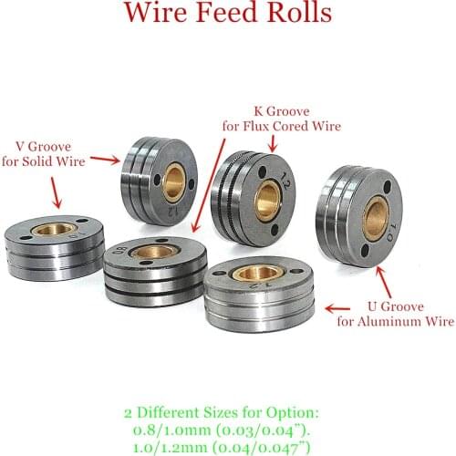 Wire Feeder Roll V U K Knurl Groove 0.8 1.0 1.2mm for Steel Aluminum Flux Cored Wire MIG Welding Machine