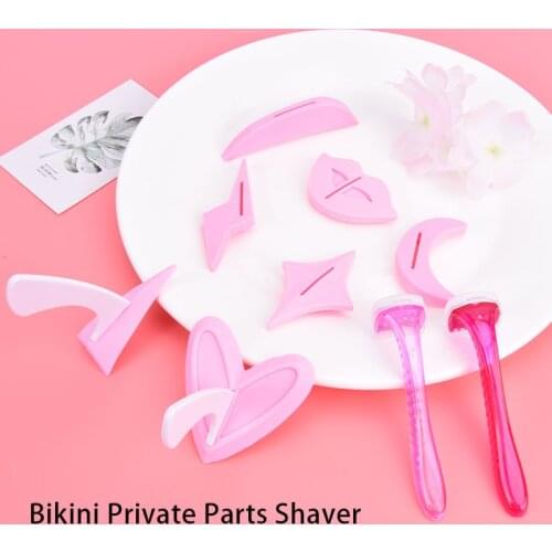 Pink Pubic Hair Trimmer Bikini Shaving Stencil Pubic Hair Shaping Template Razor 1 Set