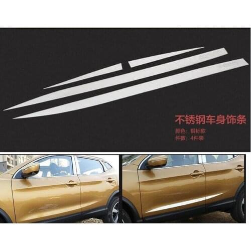 Car styling for Nissan Qashqai j11 2016 2017 2018 CHROME SIDE DOOR BODY MOLDING TRIM COVER GARNISH PROTECTOR ACCESSORIES