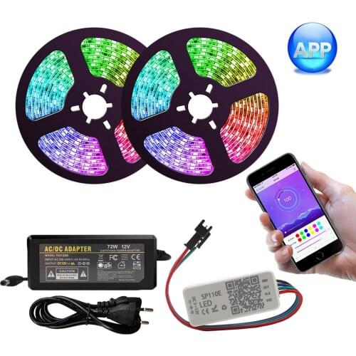 LED Strip Light sp110e Bluetooth controller Dream color 12V WS2811 LED Strip 5050 RGB APP control Home lighting 5M 10M 15M 20M