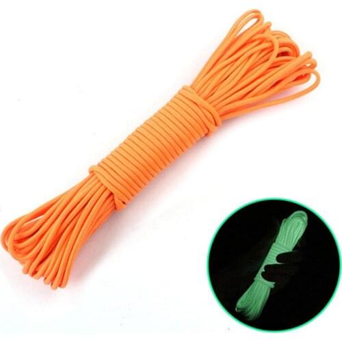 Luminous Parachute Cord Lanyard Climbing Rope Outdoor Paracord 9 Strand 20M Camping Equipment Survival Buckles Tent Glow Ropes