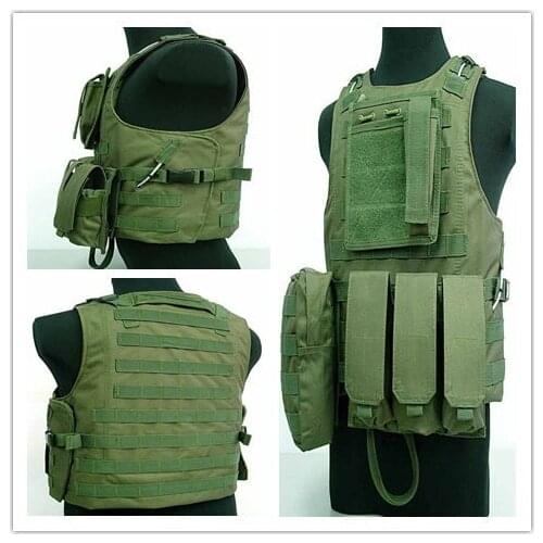 SWAT Airsoft Molle Combat Assault Plate Carrier Vest Army Green