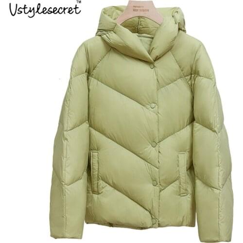 Ultralight Autumn Down куртка женская Single Breast Down Hooded Manteau Femme Windproof Casual Trendy Jacket Women Coat U10841
