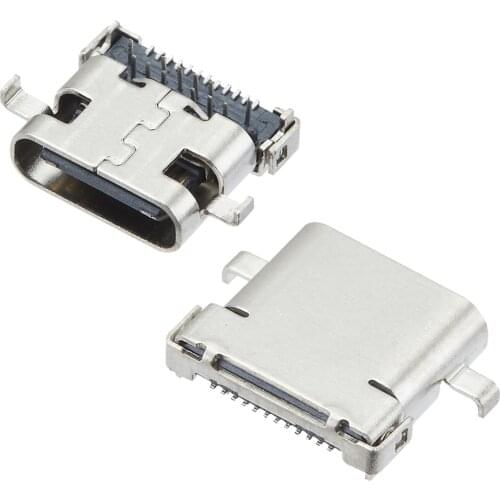 USB 3.1 Type C Female Socket Connector 10.0mm 90 degree High speed DIY 24pin Sink board Connectors 12pin 90 degree+12pin SMD