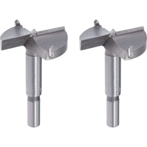 Uxcell Forstner Wood Boring Drill Bits 50mm Dia. Hole Saw Carbide Tip Round Shank Cutting for Hinge Plywood MDF CNC Tool 2pcs