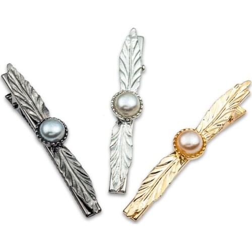 Luxury Golden Silver Plated Black Metallic Leaf Hair Clips and Pins Simulated Pearl Barrettes Women Headwear Hair Accessories