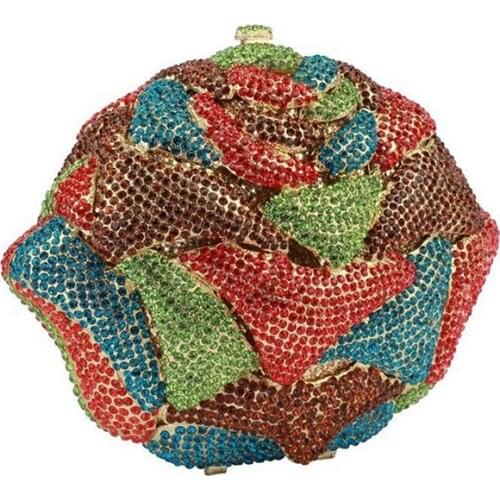 Womens Colorful Rhinestone Handbags For Wedding New Diamond Evening Clutches Mini Crystal Party Chain Mini Flower Clutch Purse