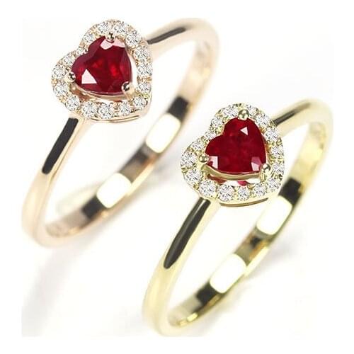 Vintage Ruby Ring For Women Heart Shape Red Gemstone Rings AAA Zircon Diamond Ring Engagement Party Wedding Fine Jewelry Gifts