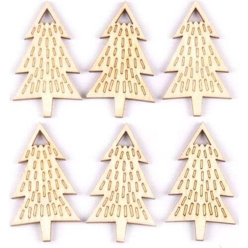 10pcs Christmas Trees Wood Pendants DIY Crafts For Handmade Scrapbook Embellishment Home Decor Wooden Ornaments 29x54mm M1975