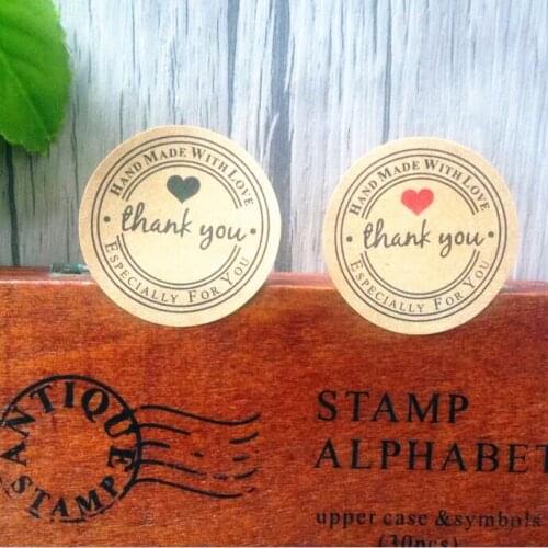 100pcs/lot Round 35mm Cowhide Thank You Three Color Sealing Seal Kraft Seal Sticker For Baking Gift