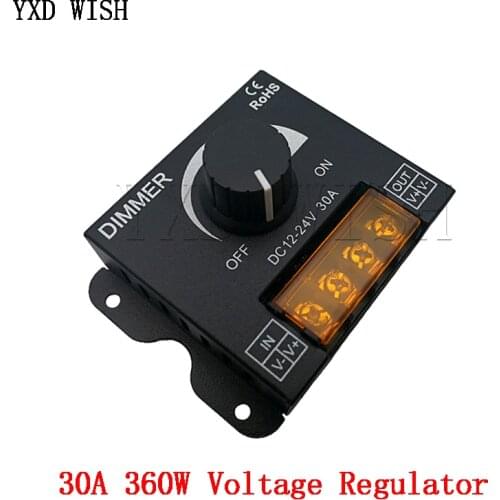30A 360W Voltage Regulator LED Dimmer Adjustable Brightness Lamp Bulb Strip Driver Single Color Light Power Supply Controller