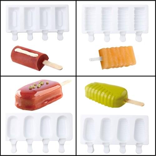 Meibum 4 Style Four-Cavity Ice Cube Silicone Mold Ice Cream Tray Fruit Juice Dessert Mould Child Ice Lolly Model Kitchen Tool