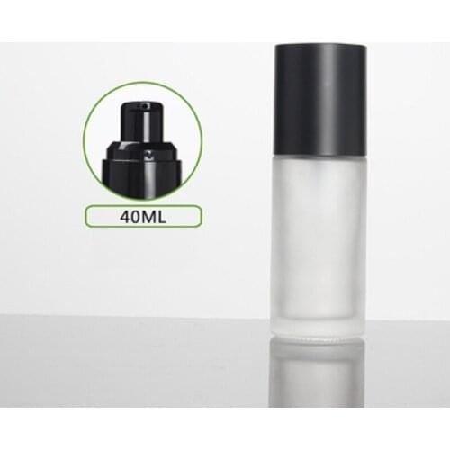 40ml frosted/green/blue glass bottle with black pump matte black lid for serum/lotion/emulsion/foundation cosmetic packing