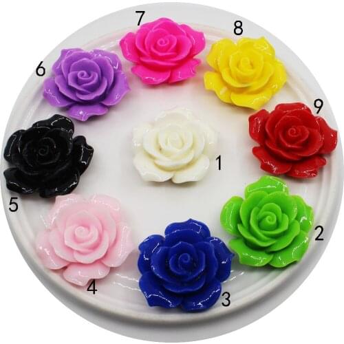 Fashion 5pcs 35mm Roses Resin Wedding Accessories Flatback DIY Craft Supplies Decorative Hair Flower Center Scrapbooking