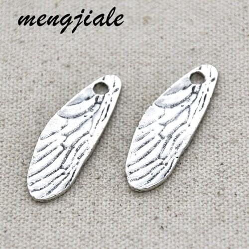 5pcs Alloy Metal Wings Charms Antique Silver Pendant For DIY Handmade Jewelry Accessories Making 38*12mm